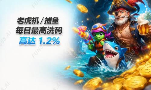 【老虎机／捕鱼】每日最高洗码 高达1.2%
