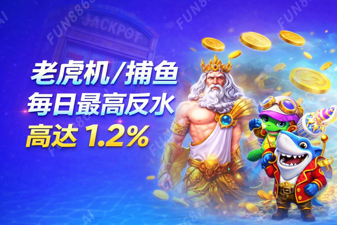 老虎機／捕魚 每日最高反水 高達1.2%