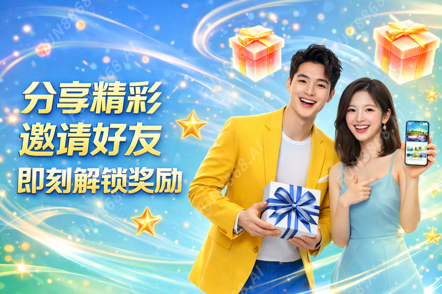 分享精彩 邀请好友 即刻解锁奖励