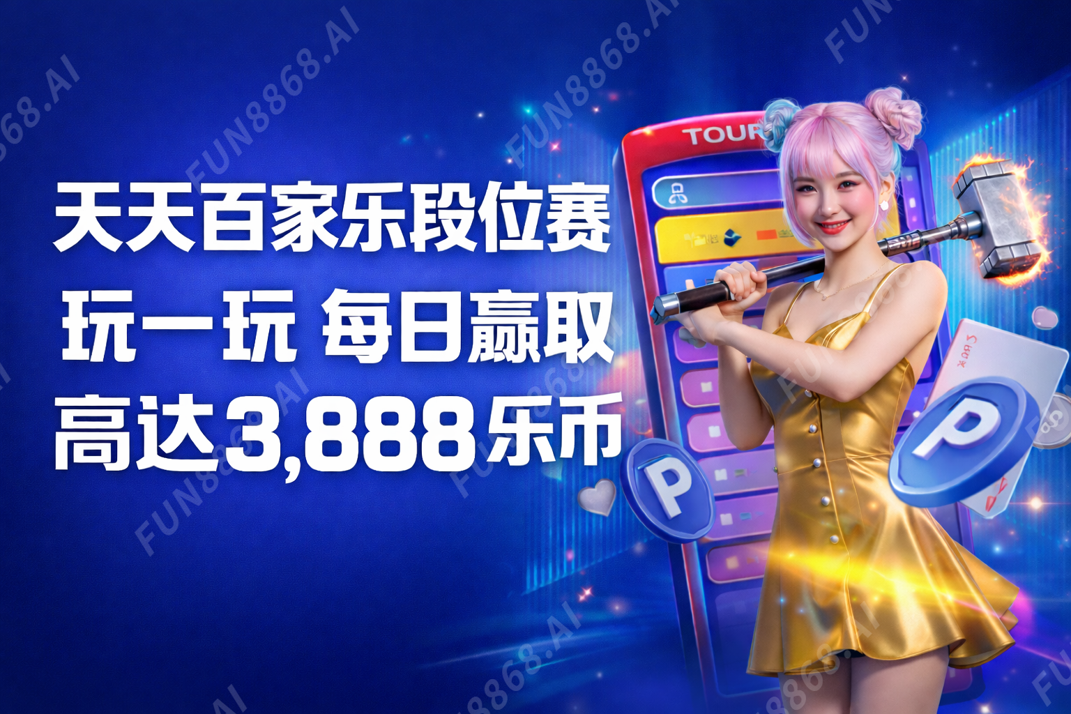 天天百家乐段位赛 玩一玩 每日赢收 高达3,888 乐币