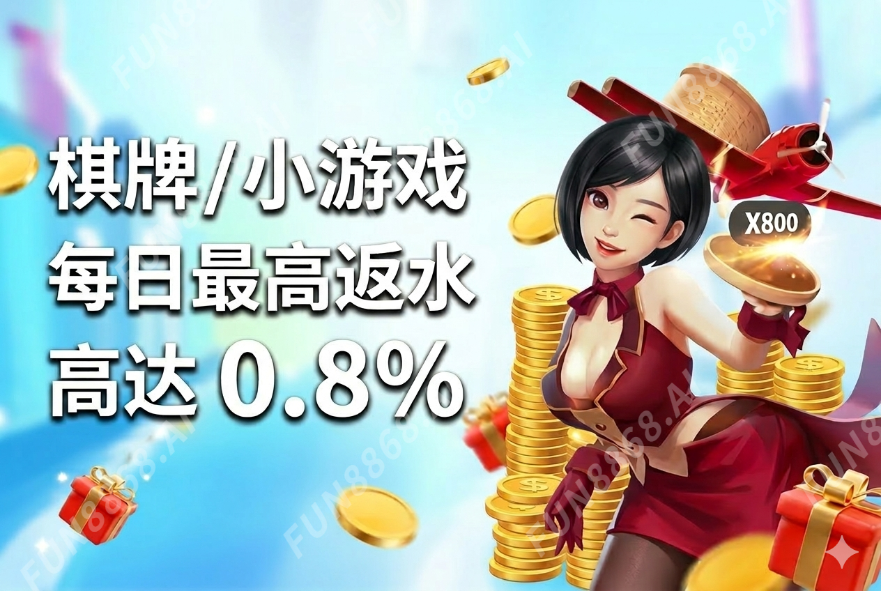 棋牌／小遊戲 每日最高返水 高達0.8%