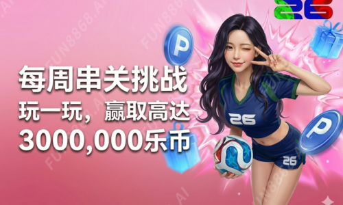 每周串关挑战 玩一玩，赢取高达3000,000乐币