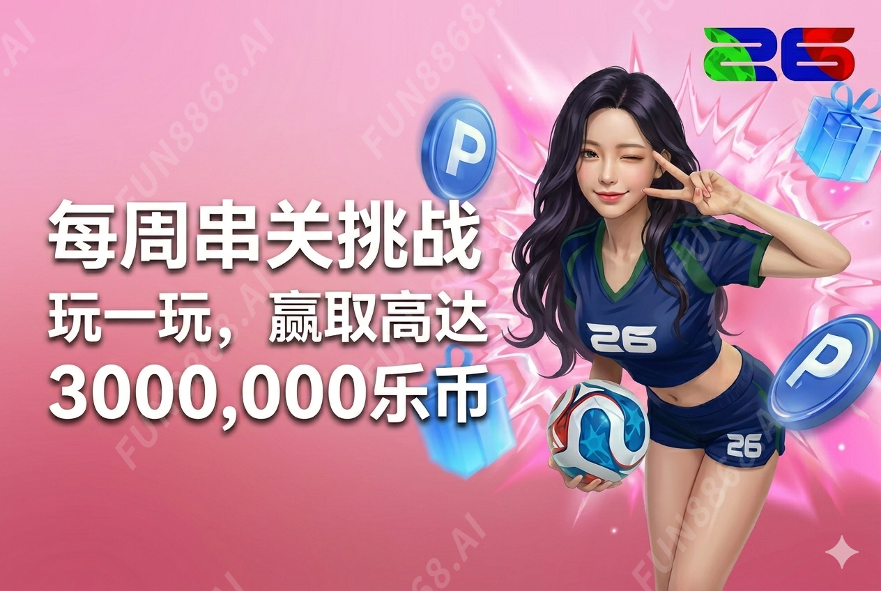 每周串关挑战 玩一玩，赢取高达3000,000乐币